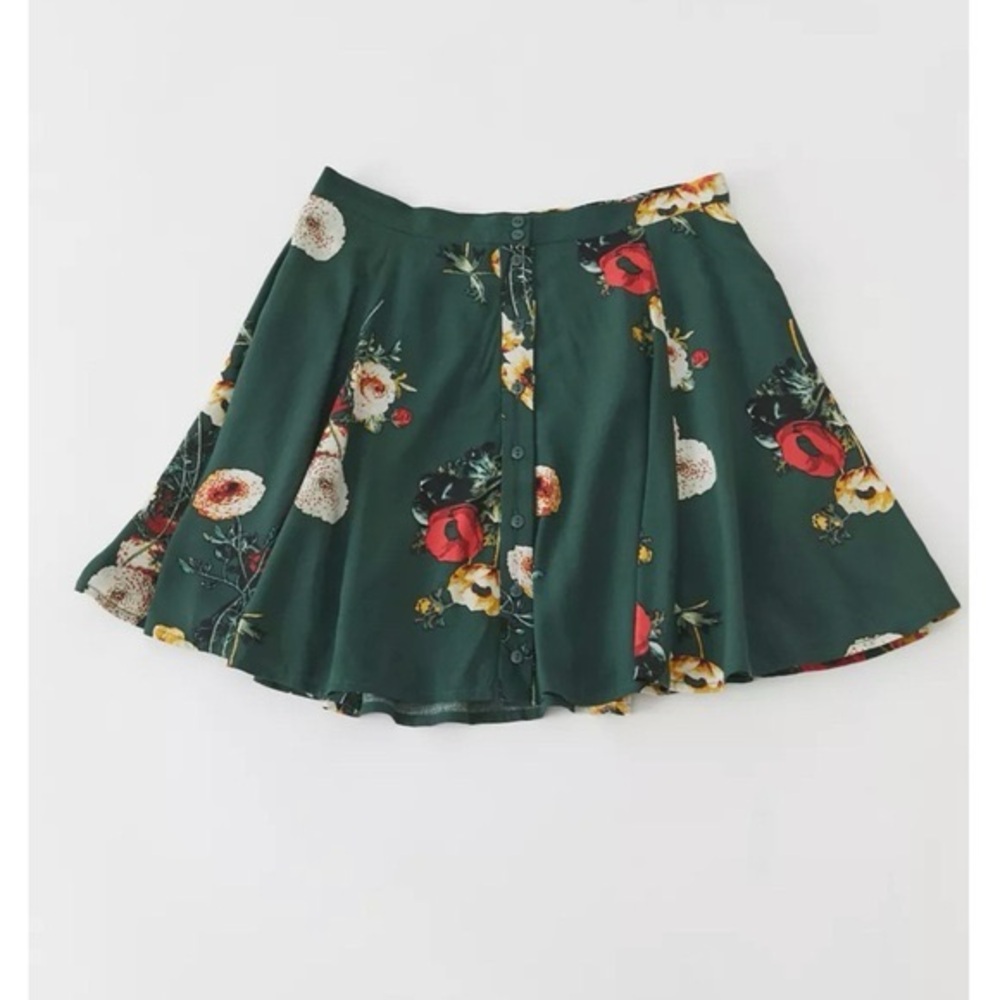 Urban Outfitters Green Floral Mini Skirt